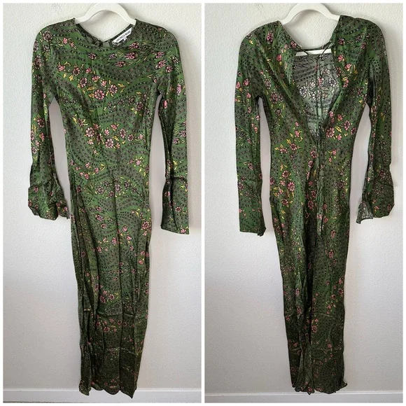 VERONICA BEARD Gemma Maxi Green Floral Dress SZ US 2 - Picture 3 of 9